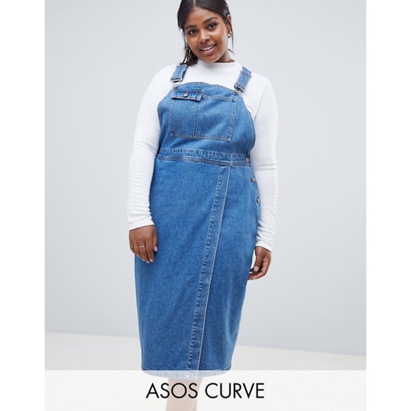 ASOS Curve Denim Midi Overall Dress